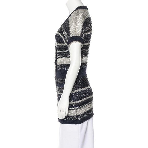 Oscar de la Renta Metallic Short Sleeve Cardigan - Picture 2 of 4